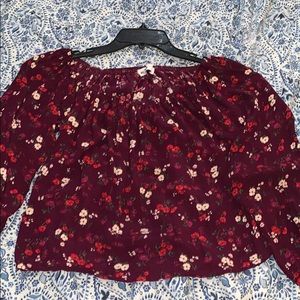 floral long sleeve off the shoulder